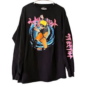Naruto Size Xl T-Shirt Shippuden Long Sleeve Black Shonen Jump Anime Tee Women's